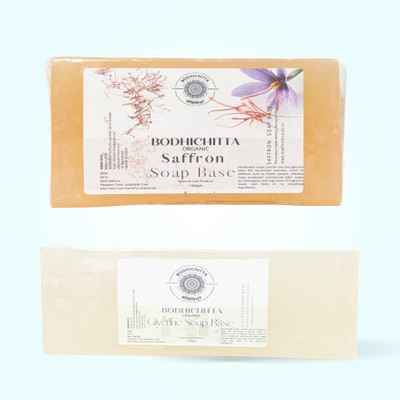 Bodhichitta Ultra Clear Transparent Glycerin & Saffron Soap Base Combo for DIY Soap Making(2 x 1000 g)