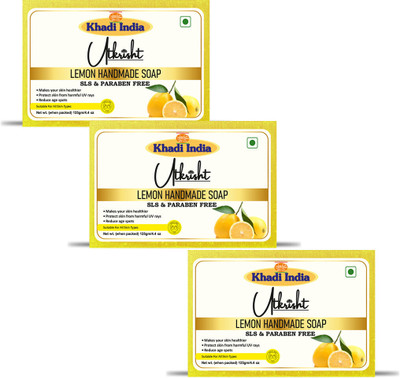 Utkrisht Khadi Lemon Bath Soap Bar - Nourishing & Hydrating Formula(3 x 125 g)