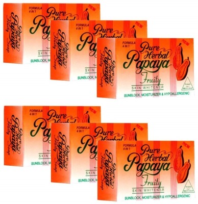 Simi Beauty Product Pure Herbal Papaya Fruity Skin Whitening Soap For unisex - (Pack of 6)(6 x 100 g)