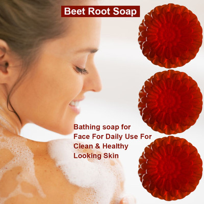 panthi Cherry Cheer Beet Root Bathing Bar (100GM) (PACK OF 3)(3 x 100 g)