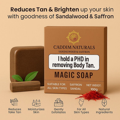 Caddim Detan Magic Soap (Saffron & Sandalwood) Glowing & Refreshing Skin(100 g)
