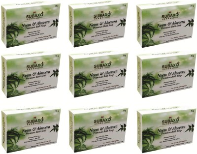 Subaxo HERBAL NEEM & ALOEVERA PREMIUM BATH SOAP 9 PC EACH OF 75 G(9 x 75 g)