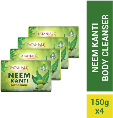 PATANJALI Neem Kanti Body Cleanser for Soft Skin, Removes Dryness(4 x 150 g)