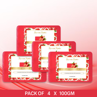 renew roots Organic Strawberry Soap Pack of 4(4 x 100 g)