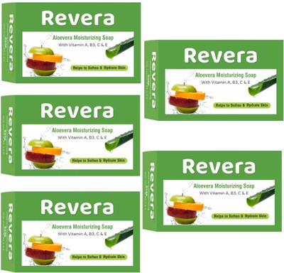 Revera ALOEVERA MOISUTRIZING SOAP FOR SOFTEN & HYDRATE SKIN PACK OF(5 x 75 g)