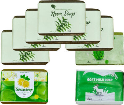 linic HERBAL NEEM SOAP(6),ALOE VERA SOAP(1), LEMON(1), GOAT MILK(1)(9 x 100 g)