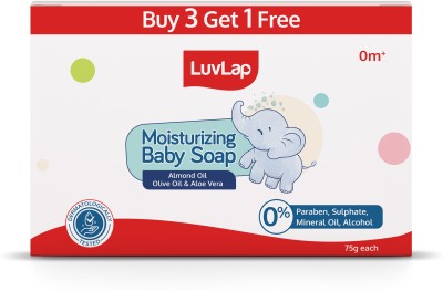 LuvLap Moisturizing Baby Soap - Gentle Bathing Bar, Almond Oil, Olive Oil & Aloe Vera(4 x 18.75 g)