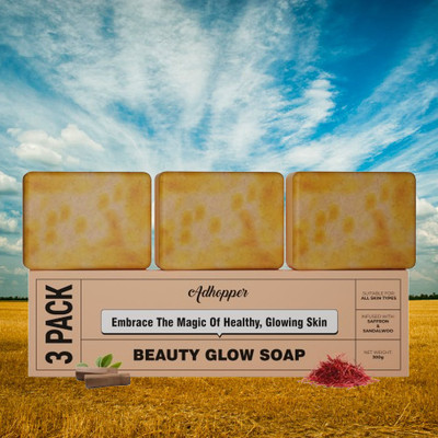 adhopper Face Sandalwood And Saffron Soap For Glowing & Refreshing Ski(3 x 33.33 g)