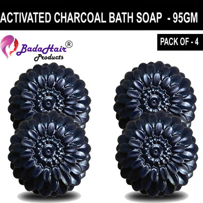 BadaHair Charcoal Bath Soap for Deep Clean and Anti-pollution Activated Charcoal(4 x 100 g)