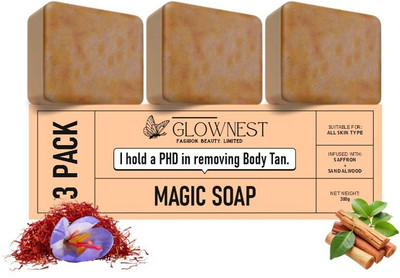 GlowNest Sandalwood & Saffron Bath Soap (3 x 100 g) | Herbal Soap for Glowing Skin(3 x 100 g)