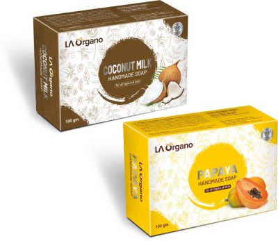 LA Organo Coconut Milk & Papaya Natural Handmade Bath Soap(2 x 100 g)