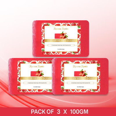 renew roots Organic Strawberry Soap Pack of 3(3 x 100 g)