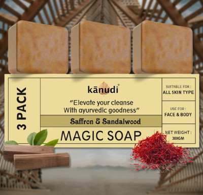 KaNuDi Soap with Saffron and Sandalwood for Refreshing Skin(3 x 100 g)