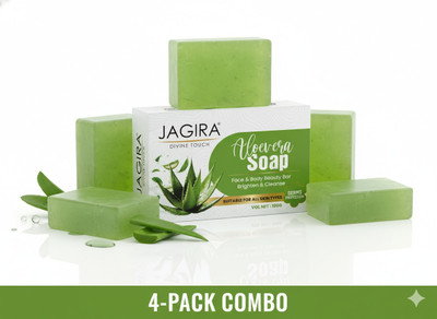 JAGIRA Natural Face & Body Beauty Bar Aloevera Soap 4 pack(4 x 25 g)