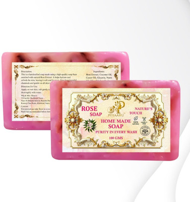 Pihaaru Pack of 2 ,Skin Brightening Rose Soap – Pure & Gentle Touch (200gm)/(2 x 100 g)