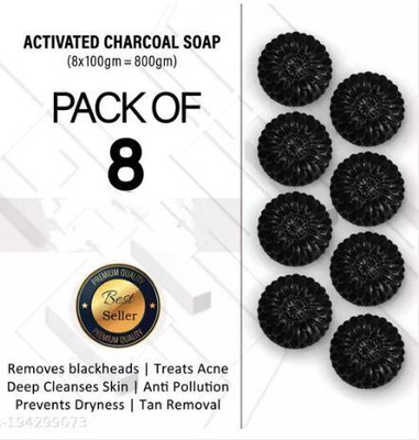 Kalah Herbals ACTIVATED CHARCOAL Natural Hand Made Soap Pack of 8(8 x 100 g)