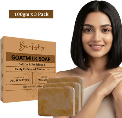 BEUTISKY Goat Milk Soap Pure Herbal Skincare for a Refreshing Bath Experience(3 x 100 g)