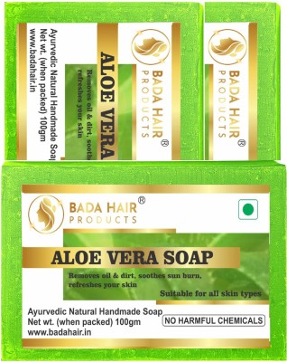 BadaHair Aloe Vera Handmade Natural Bath Soap Enrich with Vitamin E,Glycerine (3x100gm )(3 x 33.33 g)