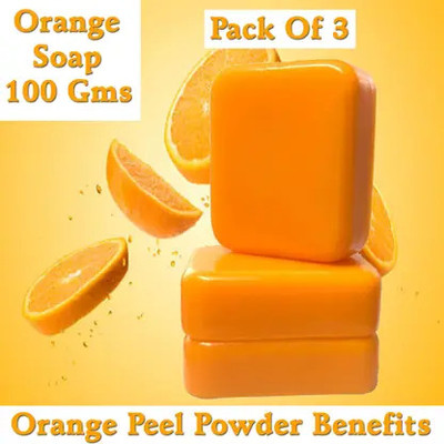 women natural orange bath soap tan removal soap kojic skin whitening soap(3 x 100 g)