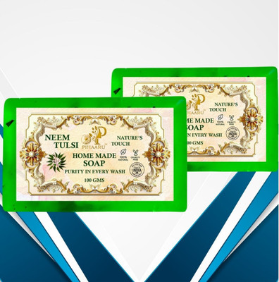 Pihaaru Pack of 2 ,Ayurvedic Neem Tulsi Soap – Nature’s Remedy for Skin Problems (200g),(2 x 100 g)