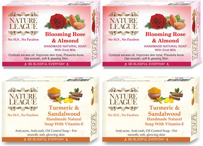 Nature League Elegant Natural Handmade Soap Combo, With Captivating Fragrance, Essential Oils(4 x 100 g)