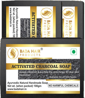 BadaHair Pure Natural & Herbal Handmade Activated Charcoal Soap Combo Kit (3x 100 g)(3 x 33.33 g)