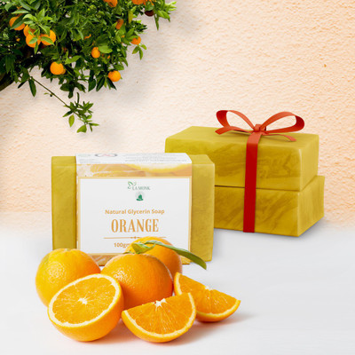 LA MONK Transparent Handmade Glycerin Orange Soap(2 x 90 g)