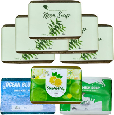 linic HERBAL NEEM SOAP(5), LEMON(1), OCEAN BLUE(1), GOAT MILK(1)(8 x 100 g)