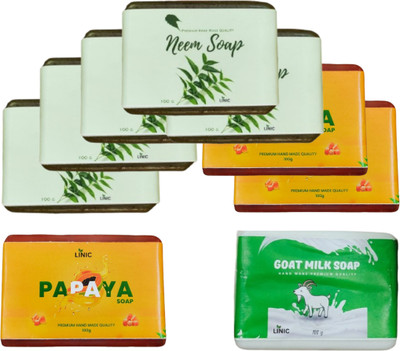 linic HERBAL NEEM SOAP(5), PAPAYA SOAP(3), GOAT MILK SOAP(1)(9 x 100 g)