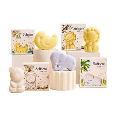Softsens Assorted Pack Kids Soaps | Gentle and nourishing with shea butter and milk cream(4 x 75 g)