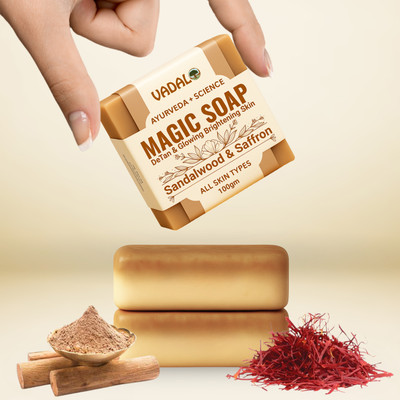 Vadalo Magic Soap Ingredients with Sandalwood & Saffron, De-Tan Removal, Glowing Skin |(100 g)