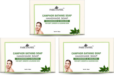 PARK DANIEL Camphor Soap For Bath For Soft Skin Pack of 3 of 100Grams(3 x 100 g)