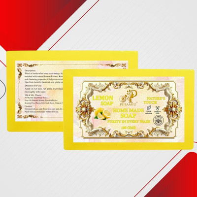 Pihaaru Pack of 2 ,Handmade Lemon Soap – Nature’s Touch for Soft & Clean Skin (200g).(2 x 100 g)