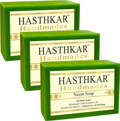HASTHKAR Handmades Glycerine Neem Soap-125gm pack of 3(3 x 125 g)