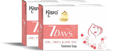 KISRA 7Days Acne, Pimple & Dark Spots Treatment Soap For Hydrating Face, Glowing Skin(2 x 75 g)