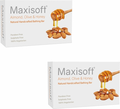 Maxisoft Almond Olive Honey Soap 100 gm | pH Balanced | For All Skin Types(2 x 100 g)