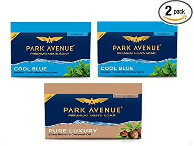 PARK AVENUE (2) Cool Blue and (1) Pure Laxuary, 125gm Soap (Pack of 3)(3 x 125 g)