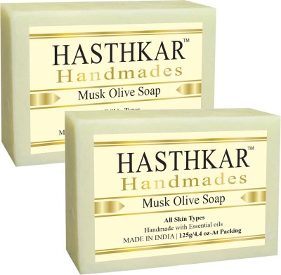 HASTHKAR Handmades Glycerine Musk Olive Soap-125m pack of 2(2 x 125 g)