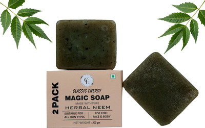 Classic Energy Neem Soap - Herbal Antibacterial and Antifungal Soap for Skin Problems(2 x 100 g)