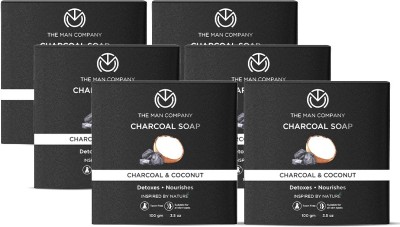 THE MAN COMPANY Charcoal & Coconut Soap | Deep Cleansing & Removes Dirt For Healthy Looking Skin(6 x 100 g)