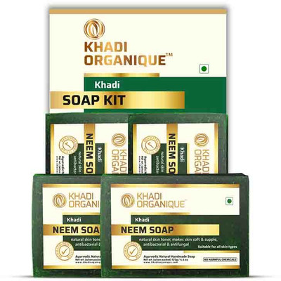 khadi ORGANIQUE Pure Natural Herbal & Handmade Neem Soap combo kit(4 x 125 g)