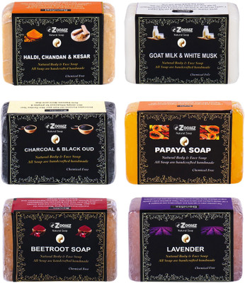 ZOOMZ Handmade Natural Soap Combo of 6 – Mixed Flavors(6 x 100 g)