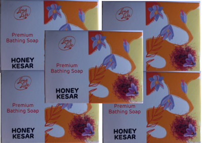 Longlife Premium Bathing soap Honey Kesar 100gm Pack of 5(5 x 100 g)