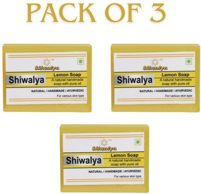 shiwalya NATURAL HERBAL LEMON BATHING SOAP !! ALL SKIN TYPE SOAP !!(3 x 125 g)