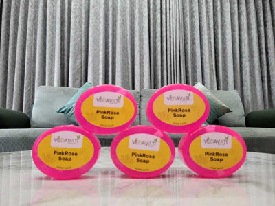 VEDAVATIENTERPRISE RomVedavati Pink Rose Soap|Handmade Herbal Bath Bar with Rose Essence, Natural(5 x 110 g)