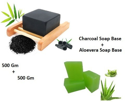 KINEX COMBO Charcoal Soap Base & ALOEVERA Soap Base Organic(2 x 500 g)