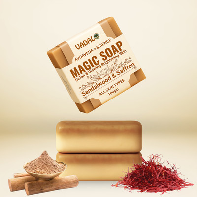 Vadalo \ Magic Soap Ingredients with Sandalwood & Saffron, De-Tan Removal, Glowing Skin(100 g)