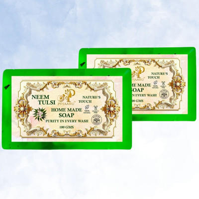 Pihaaru Pack of 2 ,Neem Tulsi Bath Soap – Anti-Bacterial & Gentle Cleanser (200g)/(2 x 100 g)