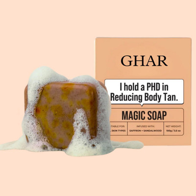SCENTORA Ghar Magic Soap Sandal Wood And Saffron for DeTan and Glowing Brightening Skin(100 g)