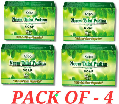 KAIPO Neem Tulsi Pudina Soap with Extracts,Vegetable Oils for Great Effect ( 4x100)(4 x 100 g)